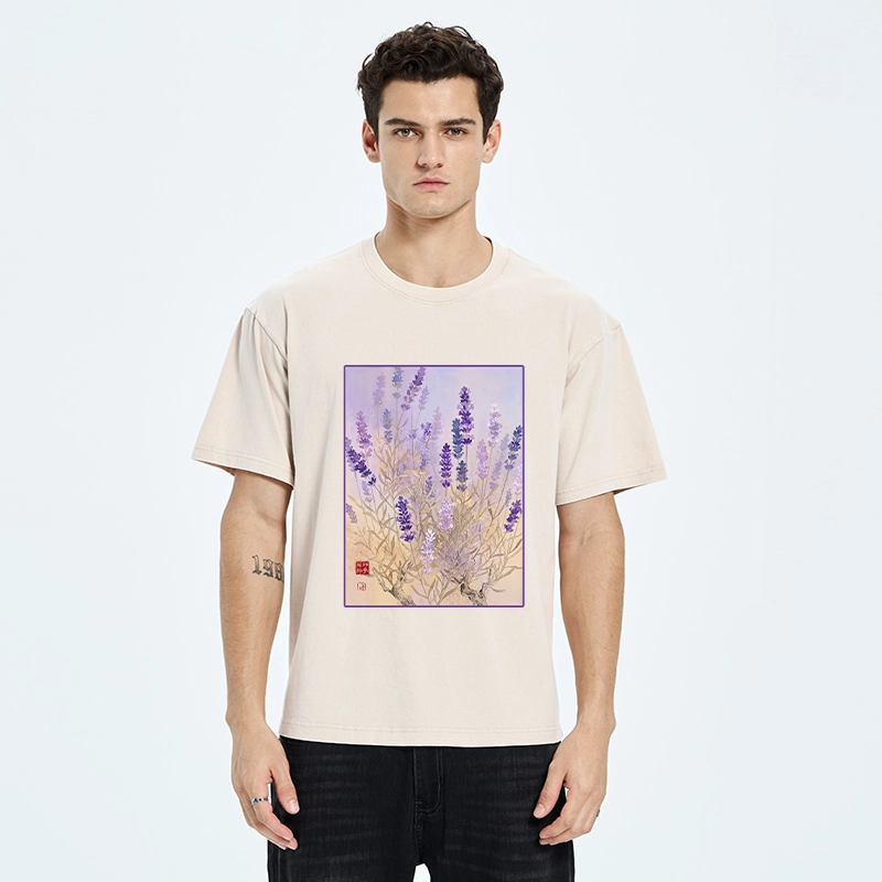 Tokyo-Tiger Lavender Bloom Art Washed T-Shirt