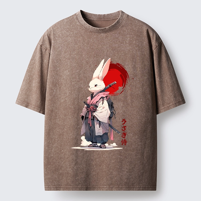Tokyo‑Tiger Samurai Rabbit Washed T‑Shirt