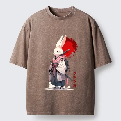 Tokyo‑Tiger Samurai Rabbit Washed T‑Shirt