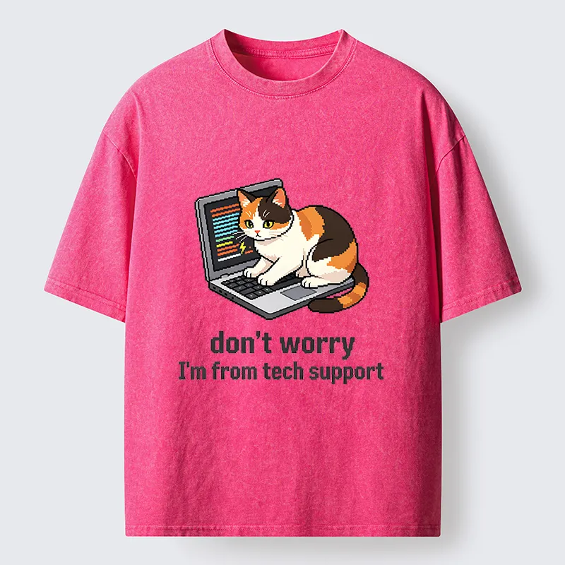 Tokyo‑Tiger Funny Tech Cat Meme Washed T‑Shirt