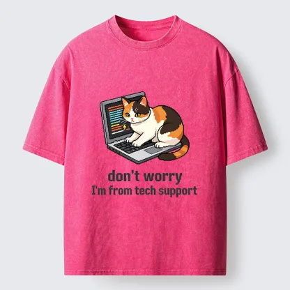 Tokyo‑Tiger Funny Tech Cat Meme Washed T‑Shirt