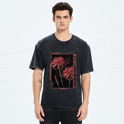 Tokyo-Tiger Red Spider Lily Washed T-Shirt