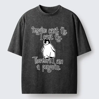 Tokyo-Tiger Silly Penguin Logic Meme Washed T-Shirt