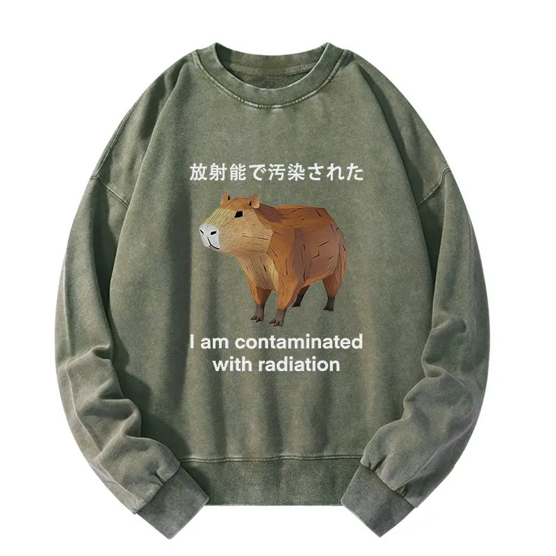 Tokyo-Tiger Capybara Contaminated By Radiation Washed Sweatshirt