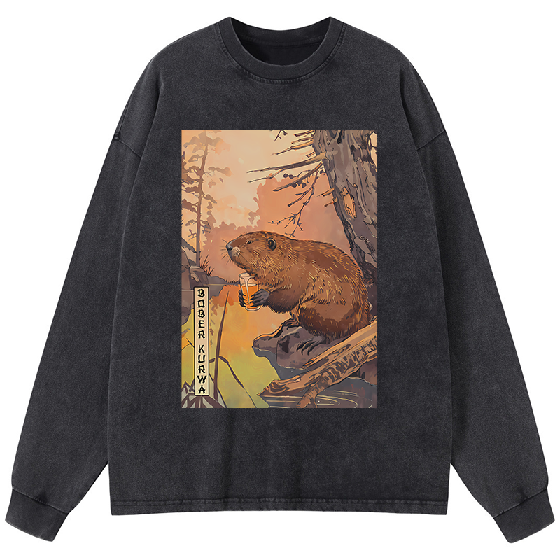 Tokyo-Tiger Beaver By The River Washed Long Sleeve T-Shirt