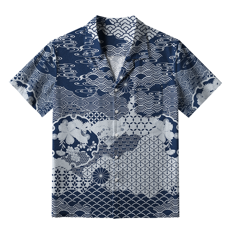 Tokyo-Tiger Elegant Floral Waves Aloha Hawaiian Shirt