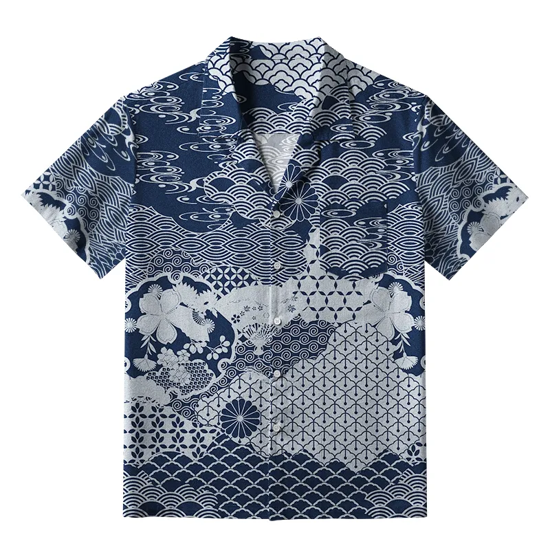 Tokyo-Tiger Elegant Floral Waves Aloha Hawaiian Shirt Sale