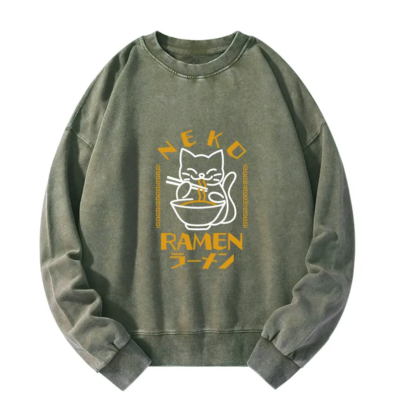 Tokyo-Tiger Cat Obsessed With RamenWashed Sweatshirt