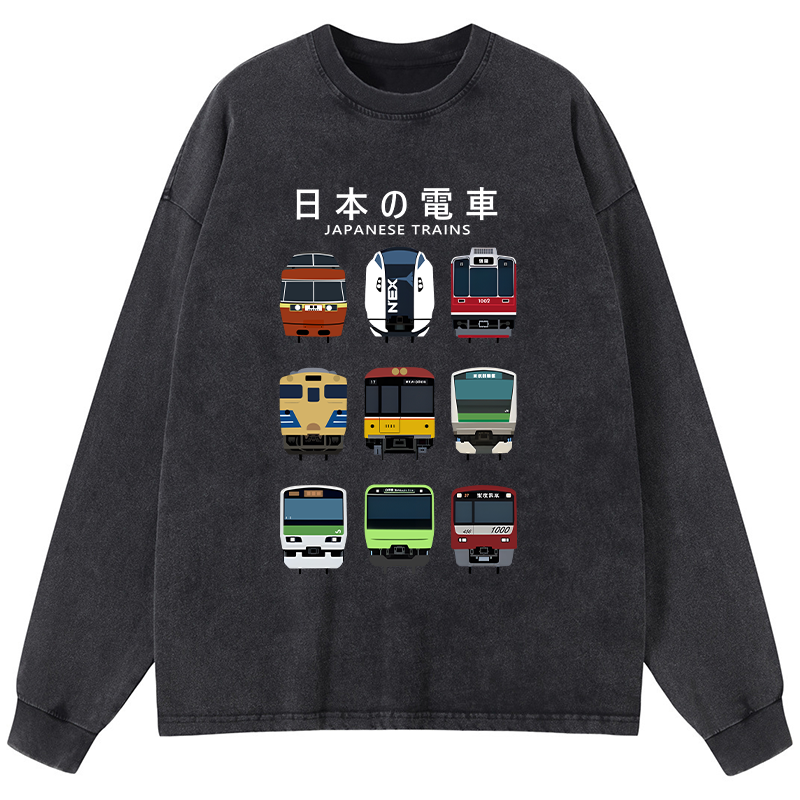[Copy]Tokyo-Tiger Japanese Train Collection Washed Long Sleeve T-Shirt