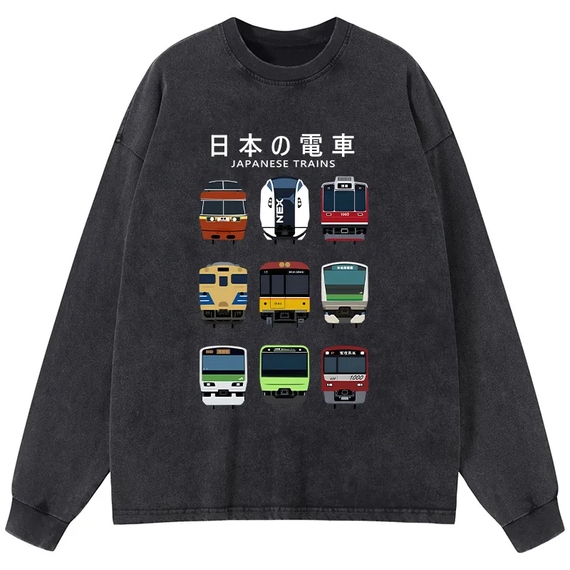 [Copy]Tokyo-Tiger Japanese Train Collection Washed Long Sleeve T-Shirt