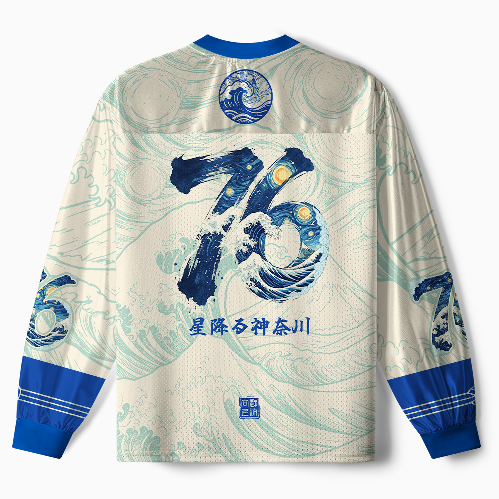 Tokyo-Tiger Starry Waves of Kanagawa Paneled Long Sleeve Jersey