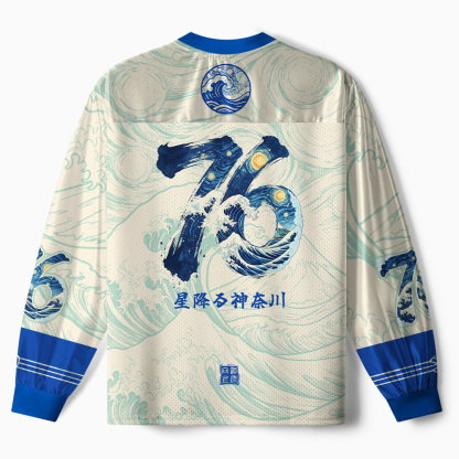 Tokyo-Tiger Starry Waves of Kanagawa Paneled Long Sleeve Jersey