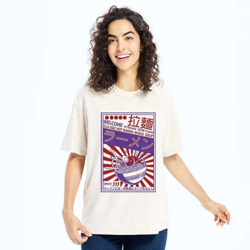 Tokyo-Tiger Vintage Ramen Poster Washed T-Shirt