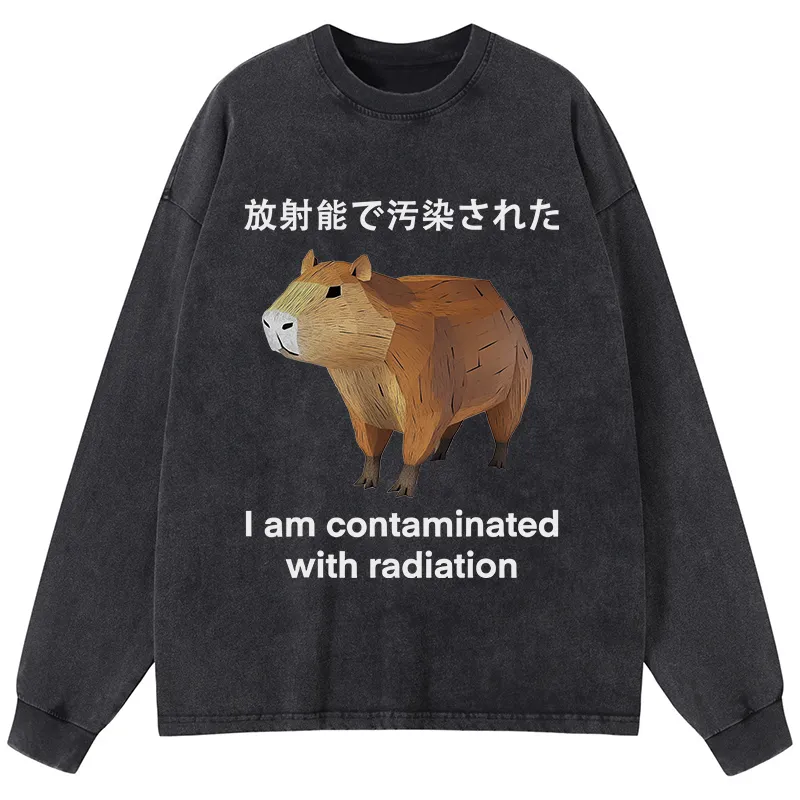Tokyo-Tiger Capybara Contaminated By Radiation Washed Long Sleeve T-Sh