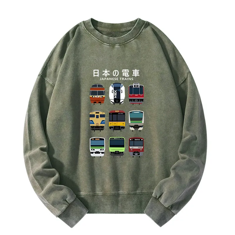Tokyo-Tiger Japanese Train Collection  Washed Sweatshirt