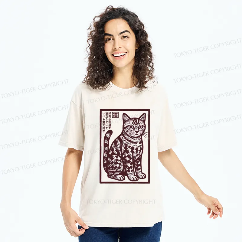 Tokyo-Tiger The Stamp Cat Washed T-Shirt