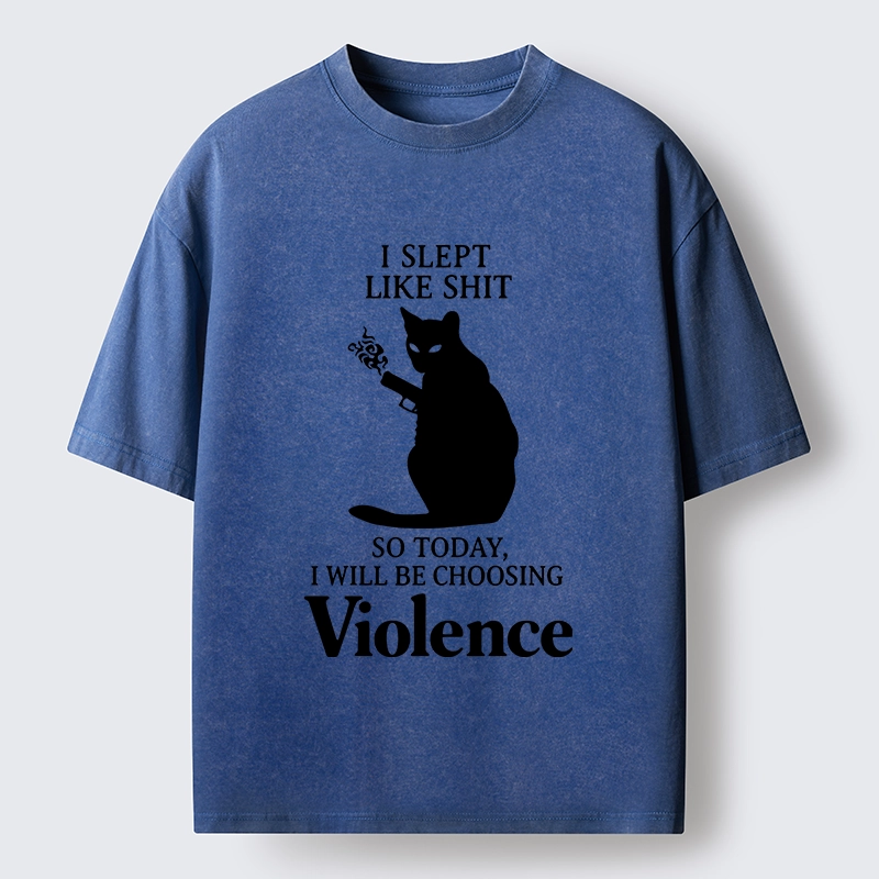 Tokyo-Tiger Mad Cat Mood Washed T-Shirt