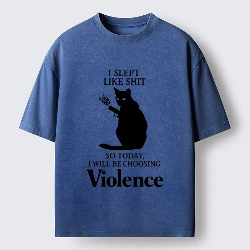 Tokyo-Tiger Mad Cat Mood Washed T-Shirt