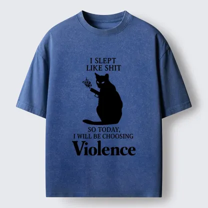 Tokyo-Tiger Mad Cat Mood Washed T-Shirt