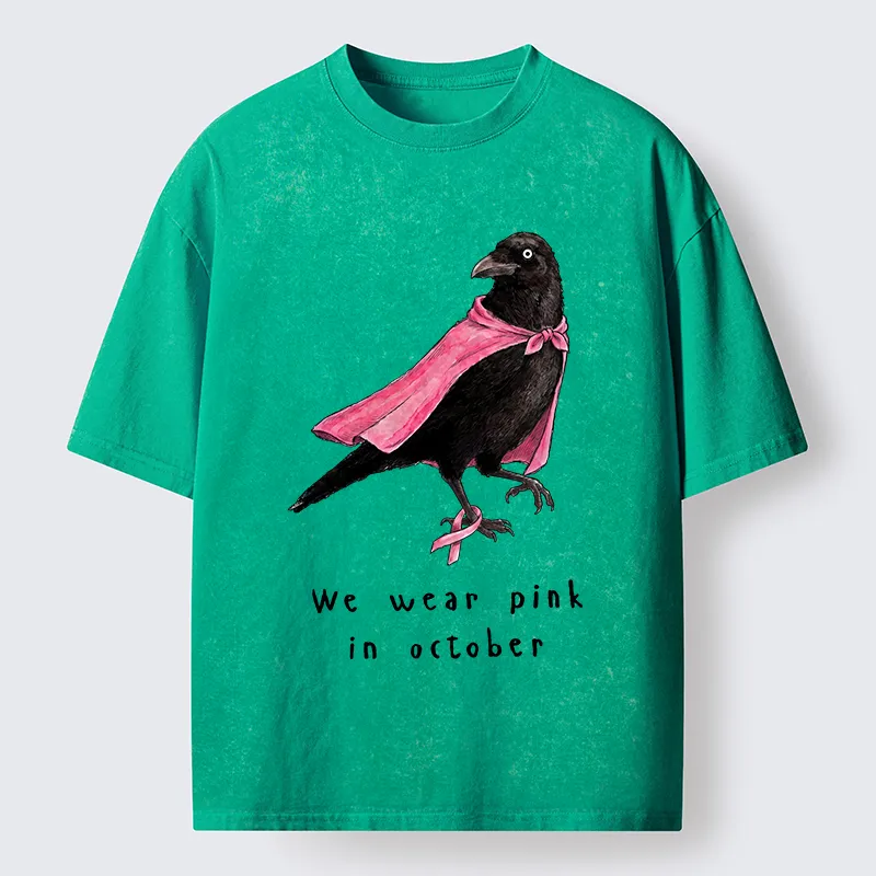Tokyo-Tiger Pink Ribbon Raven Breast Cancer Awareness Washed T-Shirt