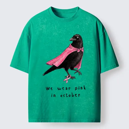 Tokyo-Tiger Pink Ribbon Raven Breast Cancer Awareness Washed T-Shirt