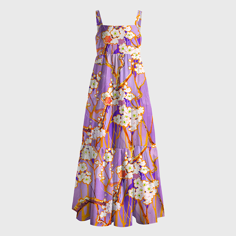 Tokyo-Tiger Sakura In Violet Maxi Dress