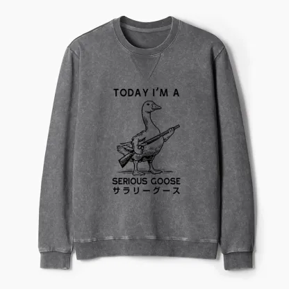 Tokyo-Tiger Serious Stupid Goose Washed Terry Sweatshirt