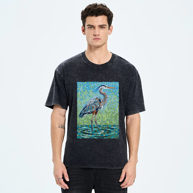 Tokyo-Tiger Color Block Heron Washed T-Shirt