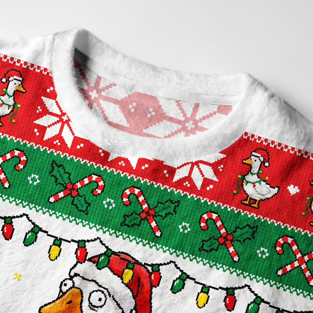 Tokyo-Tiger Overstimulated Silly Goose Fuzzy Christmas Ugly Sweatshirt