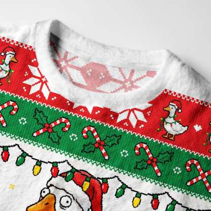 Tokyo-Tiger Overstimulated Silly Goose Fuzzy Christmas Ugly Sweatshirt