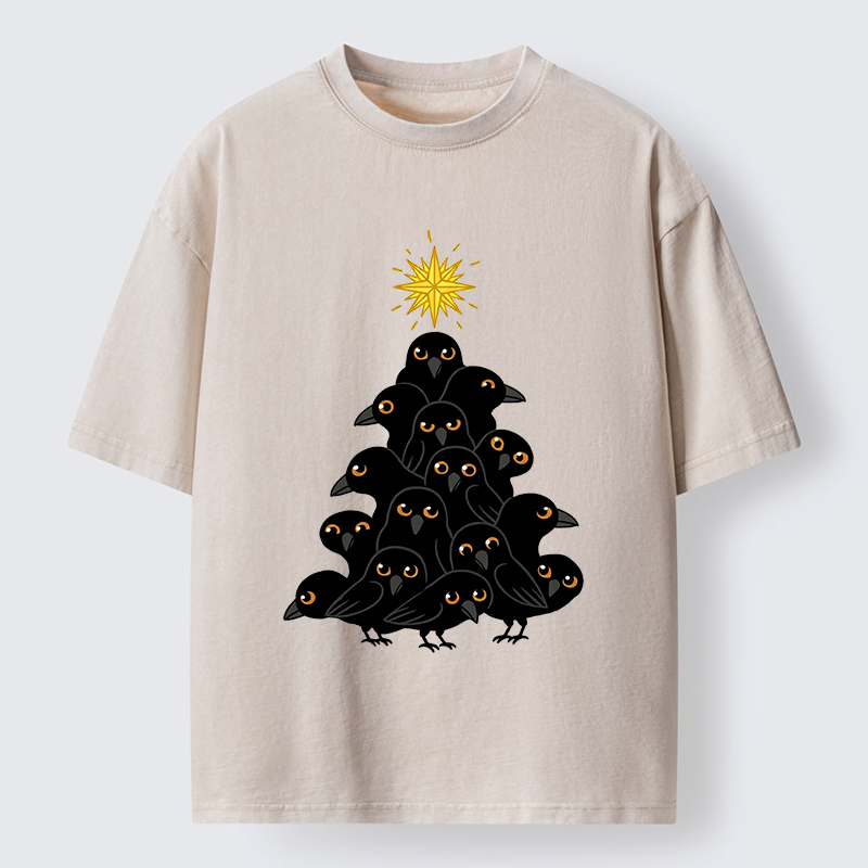 Tokyo-Tiger Crow Christmas Tree Washed T-Shirt