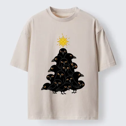 Tokyo-Tiger Crow Christmas Tree Washed T-Shirt