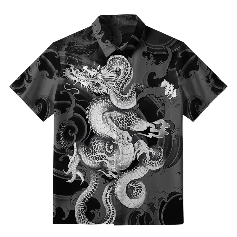 Tokyo-Tiger Majestic Dragon Entwined Button-up Shirt