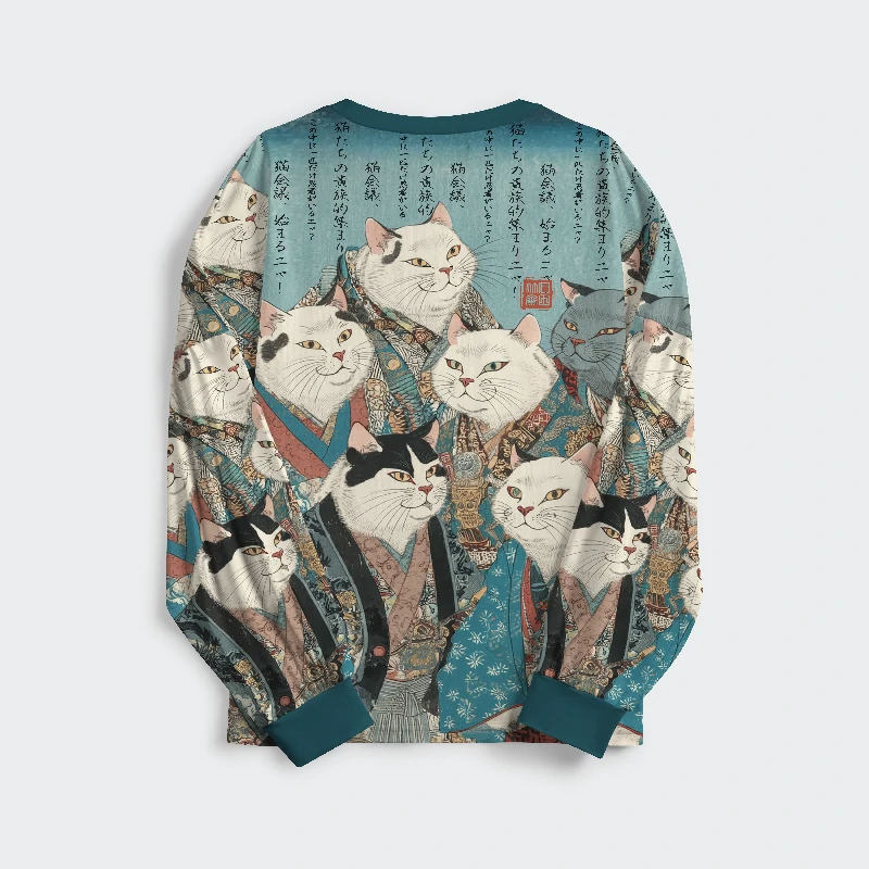 Tokyo-Tiger Formal Gathering of Ukiyo-e Cat Nobles Family Pajama Sets
