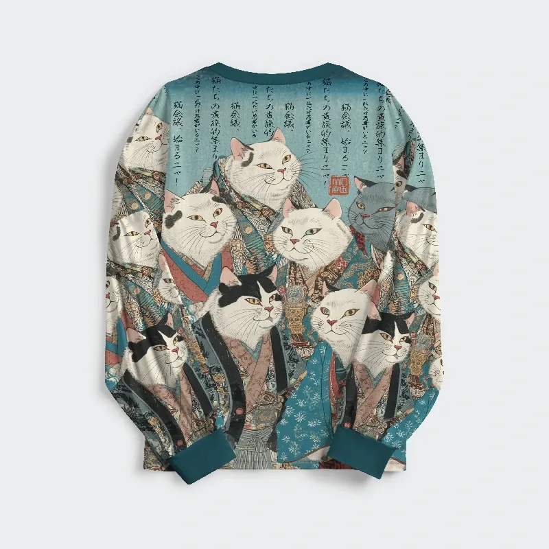 Tokyo-Tiger Formal Gathering of Ukiyo-e Cat Nobles Family Pajama Sets
