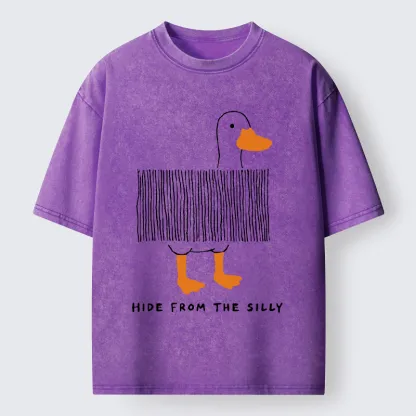 Tokyo-Tiger Funny Hiding Goose Meme Washed T-Shirt