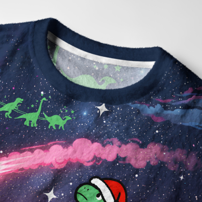 Tokyo-Tiger Dinosaur Era Fuzzy Christmas Ugly Sweatshirt