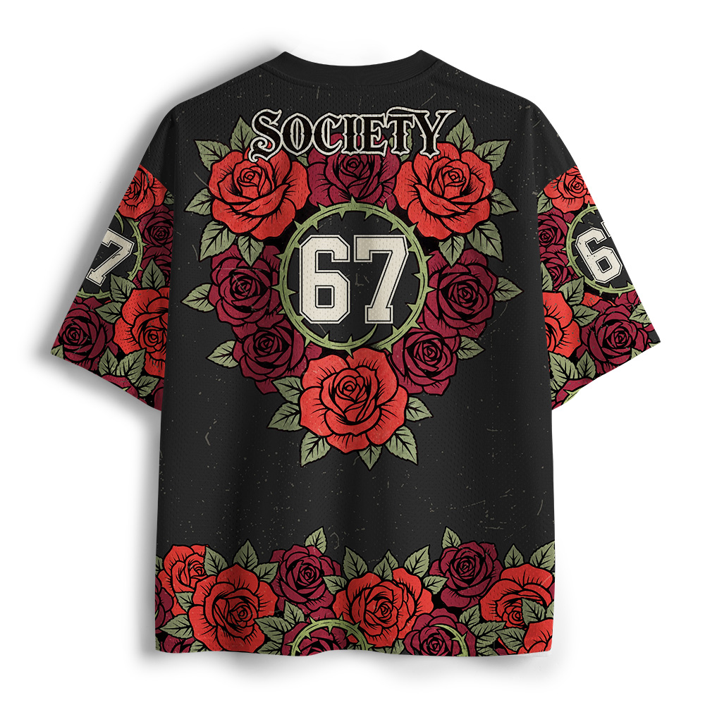 Tokyo-Tiger Society Rose Thorns Skull Mesh Jersey