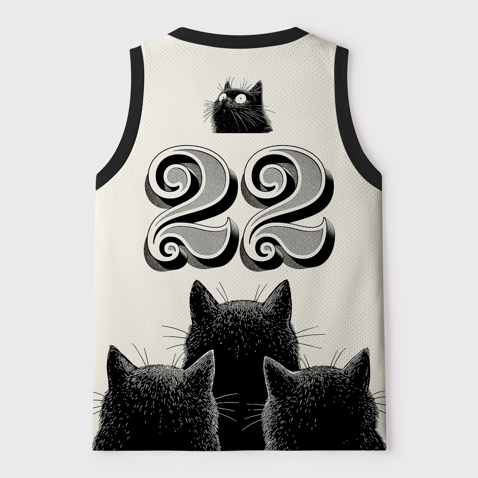 Tokyo-Tiger Four Cats Staring At You Mesh Tank Top
