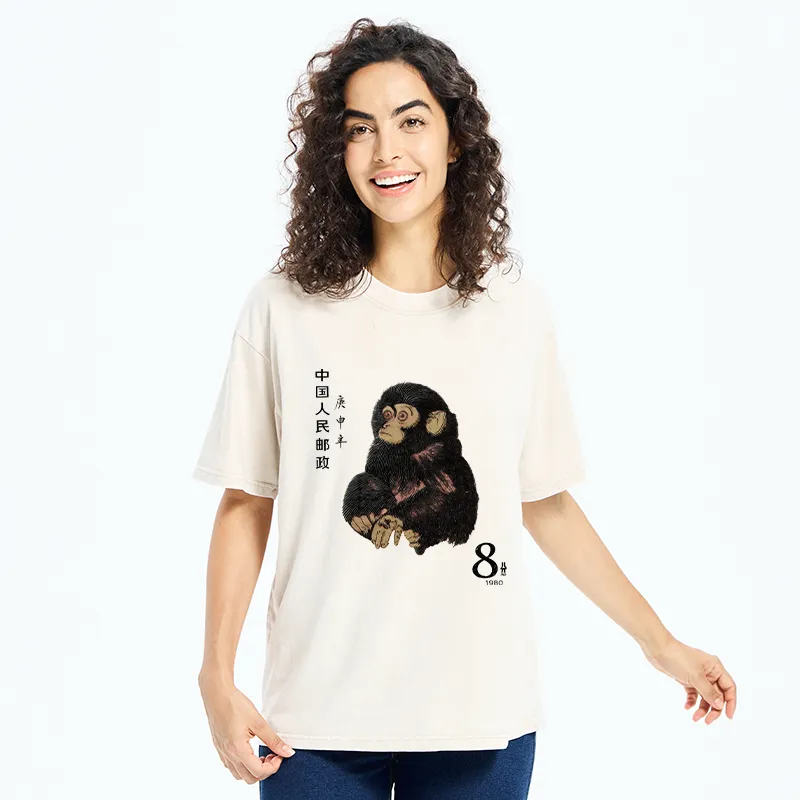 Tokyo-Tiger Cute Little Monkey Washed T-Shirt