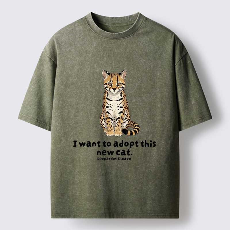 Tokyo-Tiger Adopt New Cat Funny Meme Washed T-Shirt