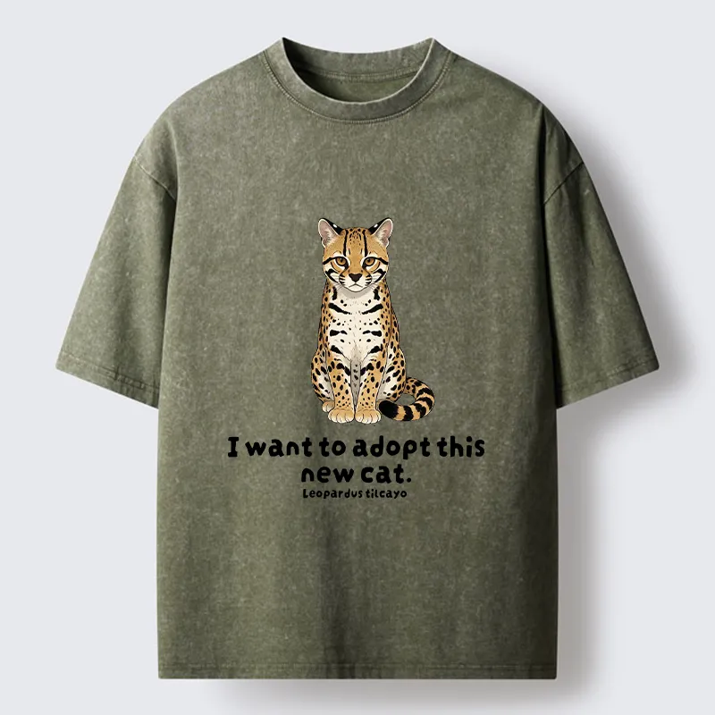 Tokyo-Tiger Adopt New Cat Funny Meme Washed T-Shirt