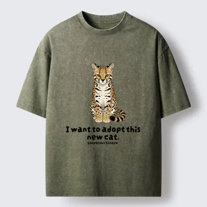 Tokyo-Tiger Adopt New Cat Funny Meme Washed T-Shirt