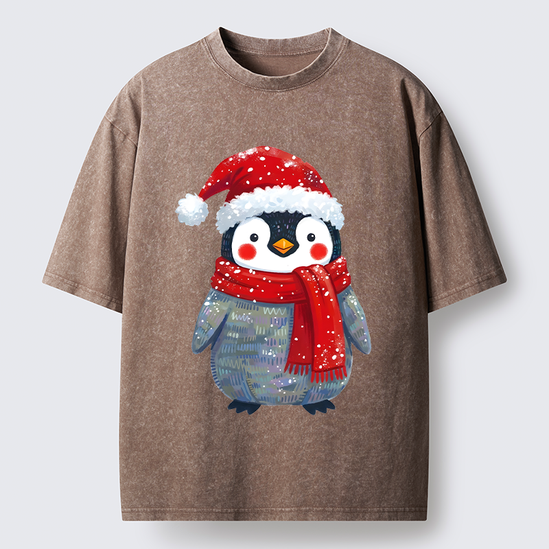 Tokyo-Tiger Cute Christmas Penguin Meme Washed T-Shirt