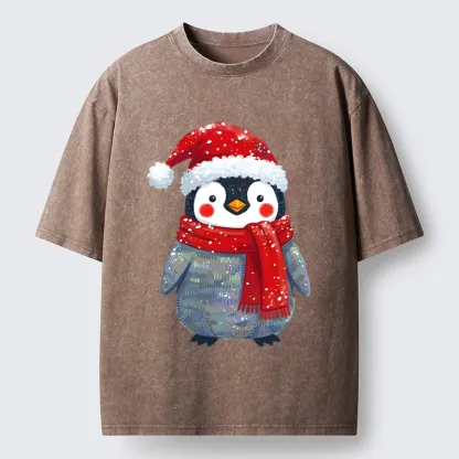 Tokyo-Tiger Cute Christmas Penguin Meme Washed T-Shirt