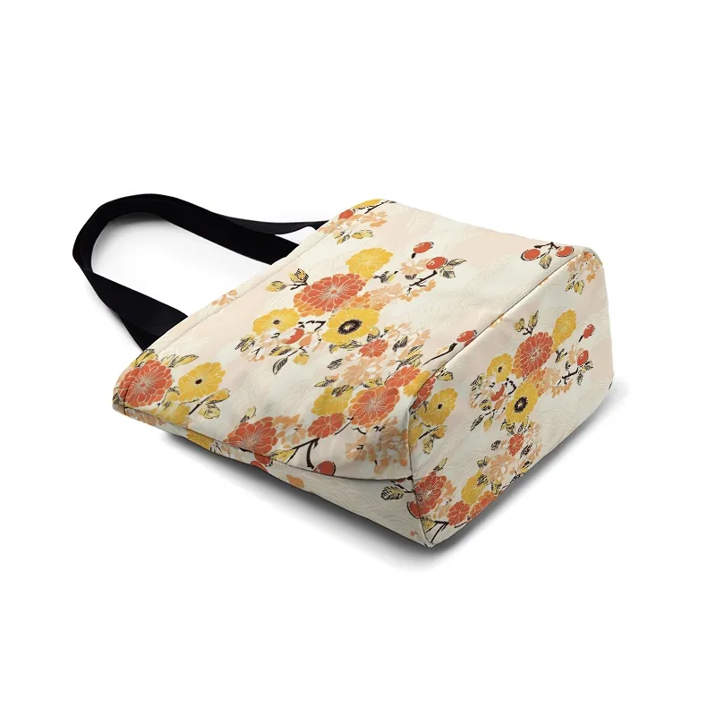 Tokyo-Tiger Fruitful Flower Zipper Tote Bag