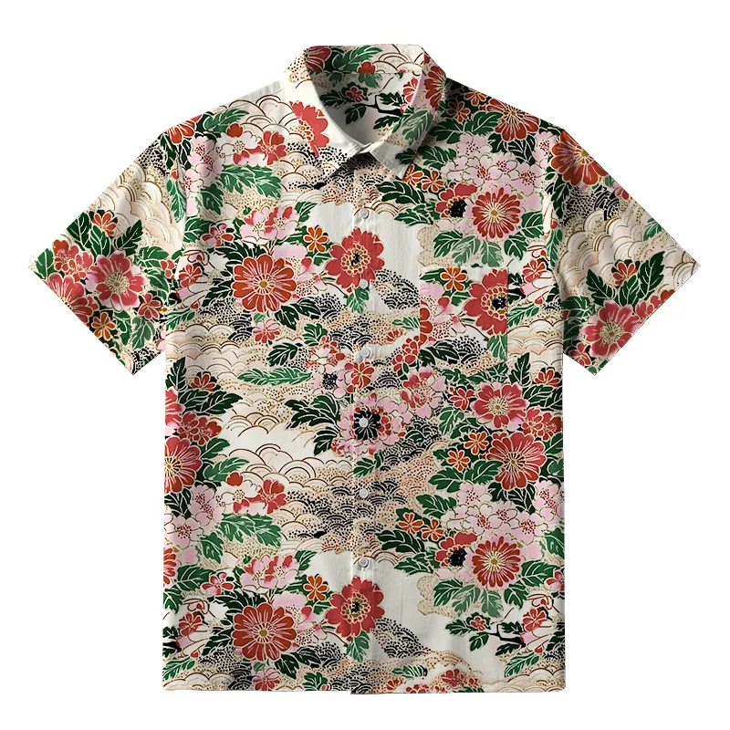 Tokyo-Tiger Floral Splendor Button-up Shirt