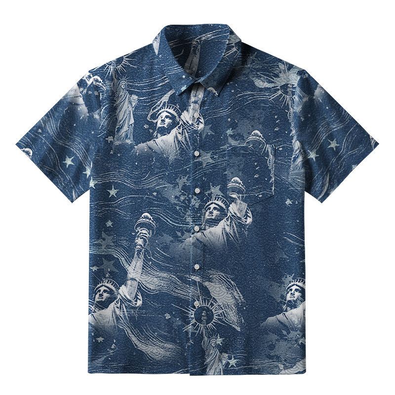 Tokyo-Tiger Statue Of Liberty Button-up Shirt