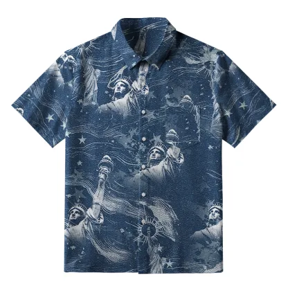 Tokyo-Tiger Statue Of Liberty Button-up Shirt