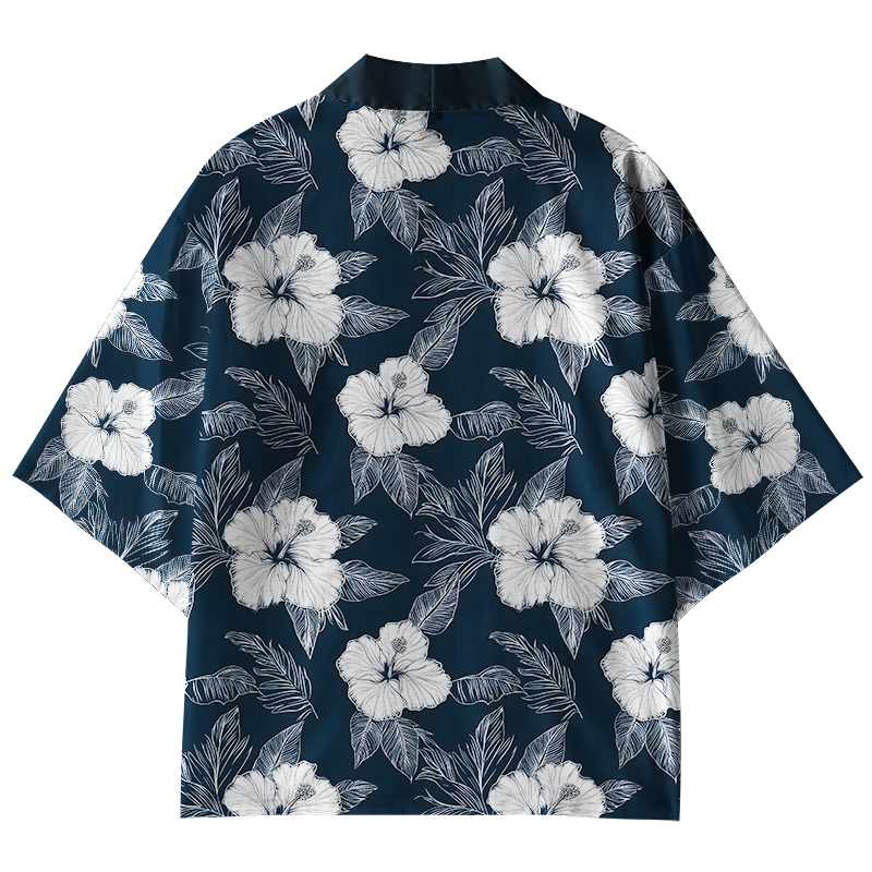 Tokyo-Tiger Floral Leaf Silhouette Kimono Cardigan